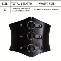 Punk Circles Buckle Wide Belt Coat Waistband Elastic Casual Decorative Girdle