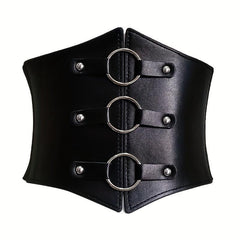 Punk Circles Buckle Wide Belt Coat Waistband Elastic Casual Decorative Girdle