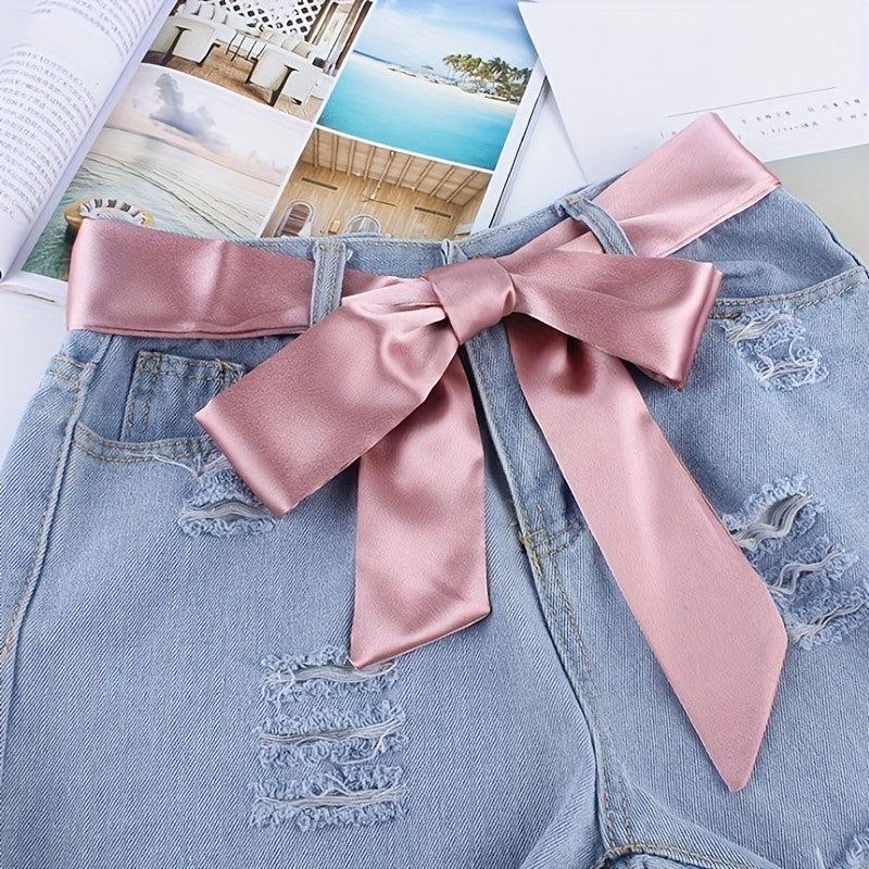 Silk Ribbon Cloth Belt Women's Skirt Student Knotted Wide Girdle