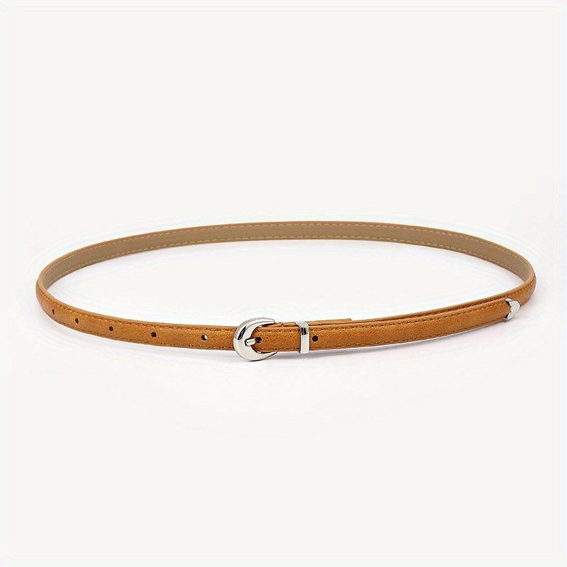 Oval Buckle PU Belt Candy Dress Pants Belt Women Thin Waist Belts