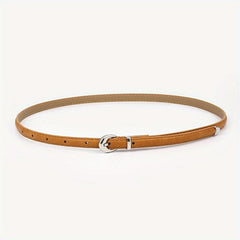 Oval Buckle PU Belt Candy Dress Pants Belt Women Thin Waist Belts