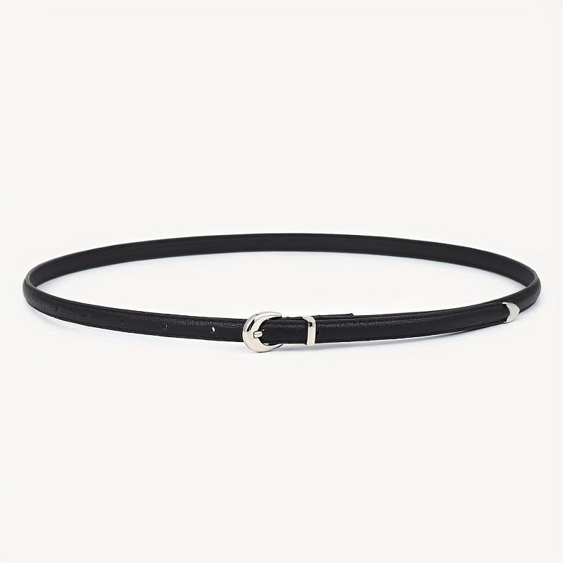 Oval Buckle PU Belt Candy Dress Pants Belt Women Thin Waist Belts