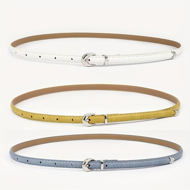 Oval Buckle PU Belt Candy Dress Pants Belt Women Thin Waist Belts