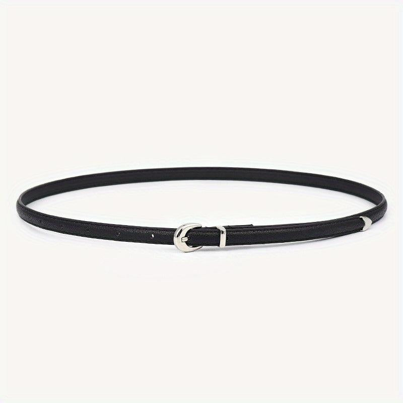 Oval Buckle PU Belt Candy Dress Pants Belt Women Thin Waist Belts