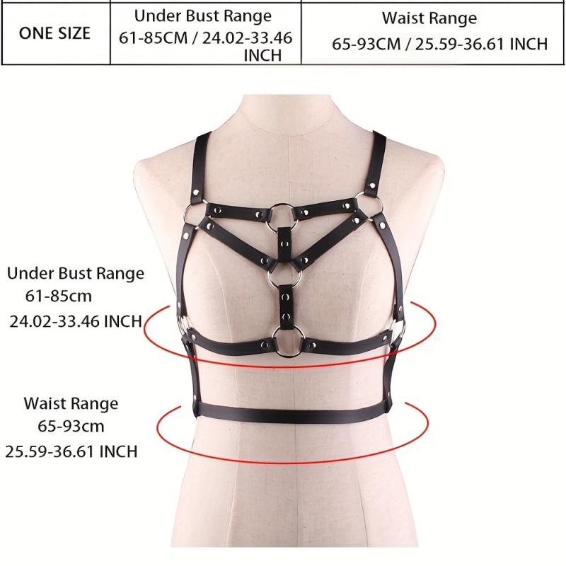 Gothic PU Leather Corset Waistband Punk Rivet Suspenders For Women