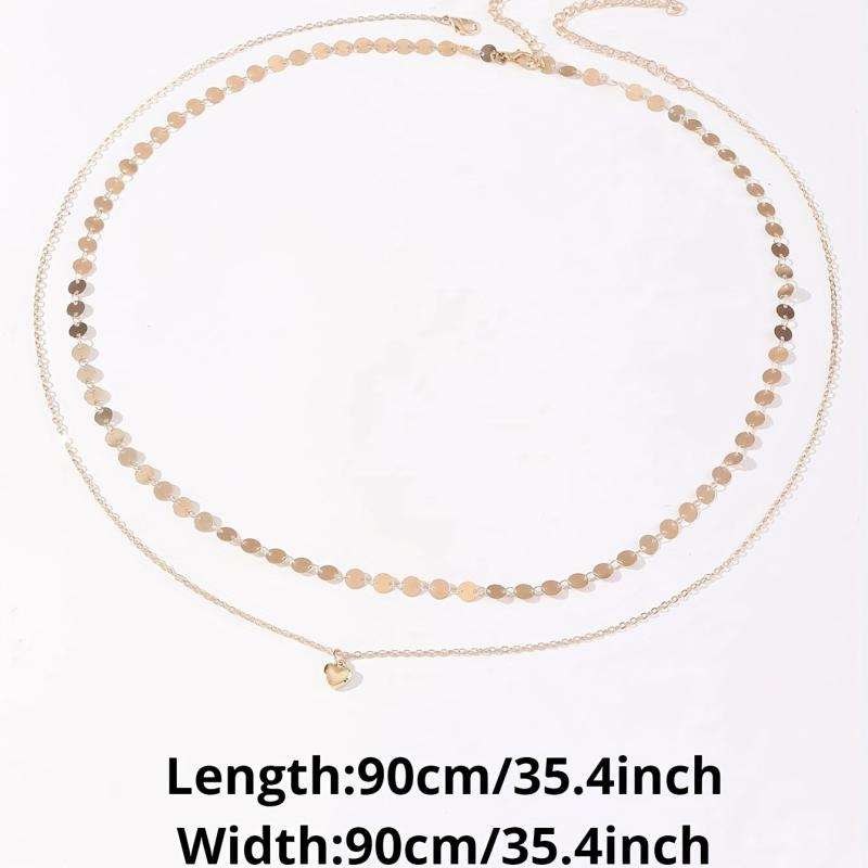 Boho Metal Sequin Waist Chain Double Layer Belly Chain