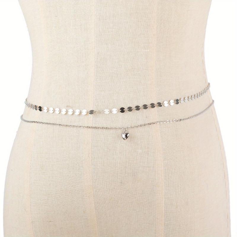 Boho Metal Sequin Waist Chain Double Layer Belly Chain