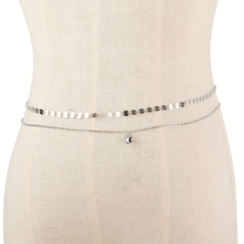 Boho Metal Sequin Waist Chain Double Layer Belly Chain