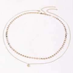 Boho Metal Sequin Waist Chain Double Layer Belly Chain