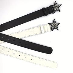 Vintage Punk Belt with Rhinestone Pentagram Buckle