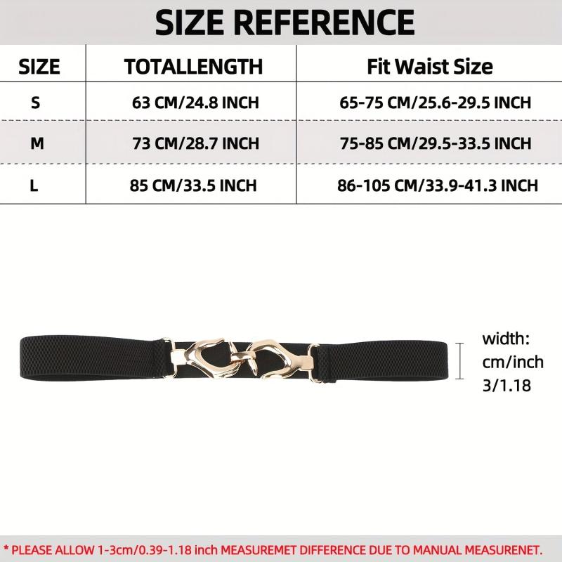 Metal Hollow Buckle Elastic Thin Belt Women Dress Coat Be
