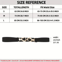 Metal Hollow Buckle Elastic Thin Belt Women Dress Coat Be