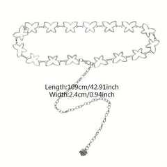 Y2K Butterfly Metal Waist Silvery Hollow Out Belly Chain