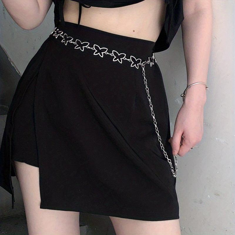 Y2K Butterfly Metal Waist Silvery Hollow Out Belly Chain