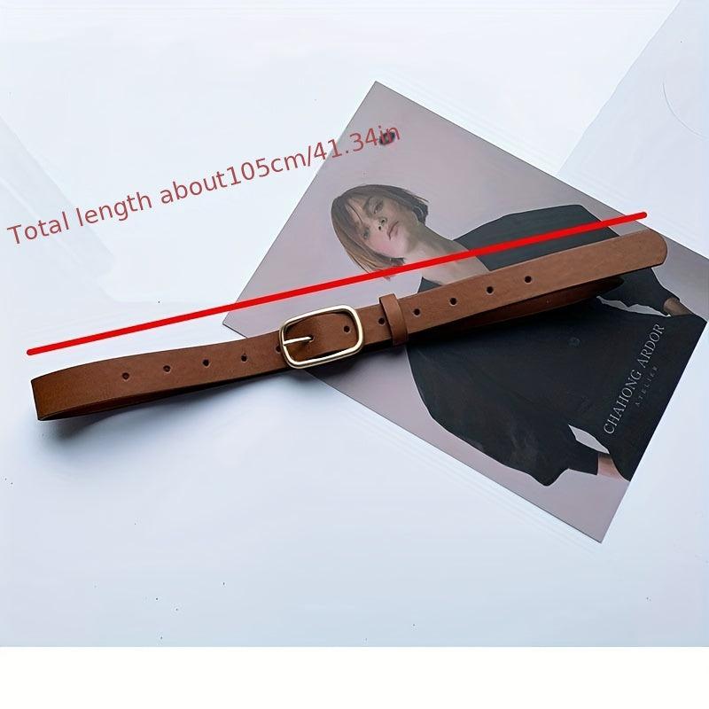 Vintage Rectangular Buckle Belts Solid Waistband Jeans Pants Belt for Women