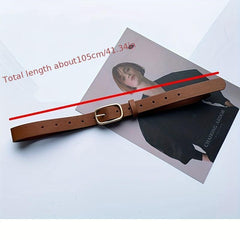 Vintage Rectangular Buckle Belts Solid Waistband Jeans Pants Belt for Women