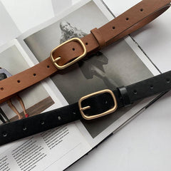 Vintage Rectangular Buckle Belts Solid Waistband Jeans Pants Belt for Women