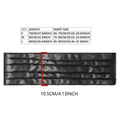 Vintage PU Leather Wide Belt Elastic Waist Belt Classic Dress Coat