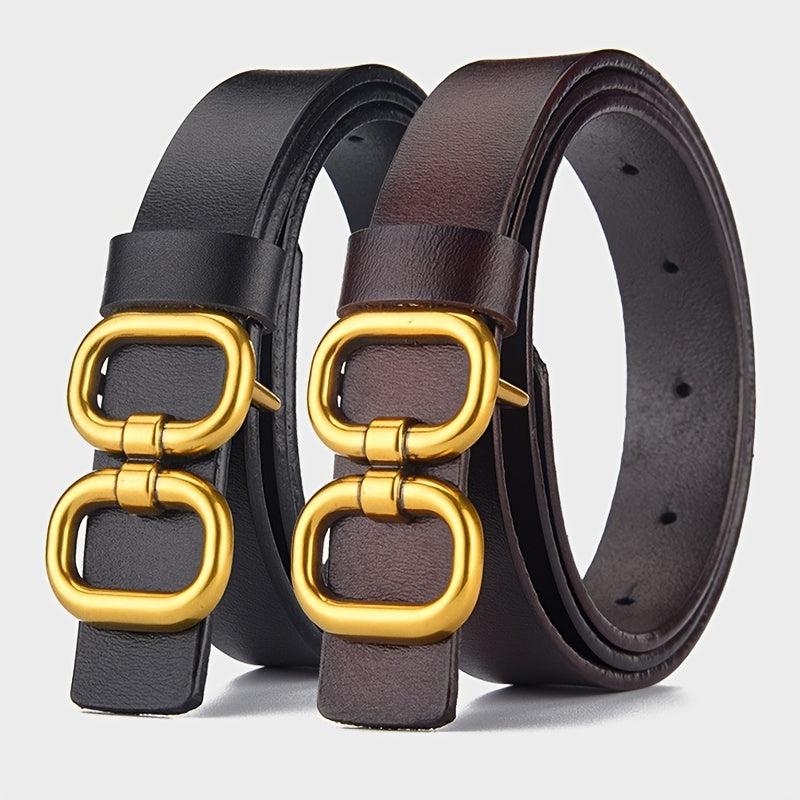 Double Ring Buckle Waist Belt for Jeans Pants
