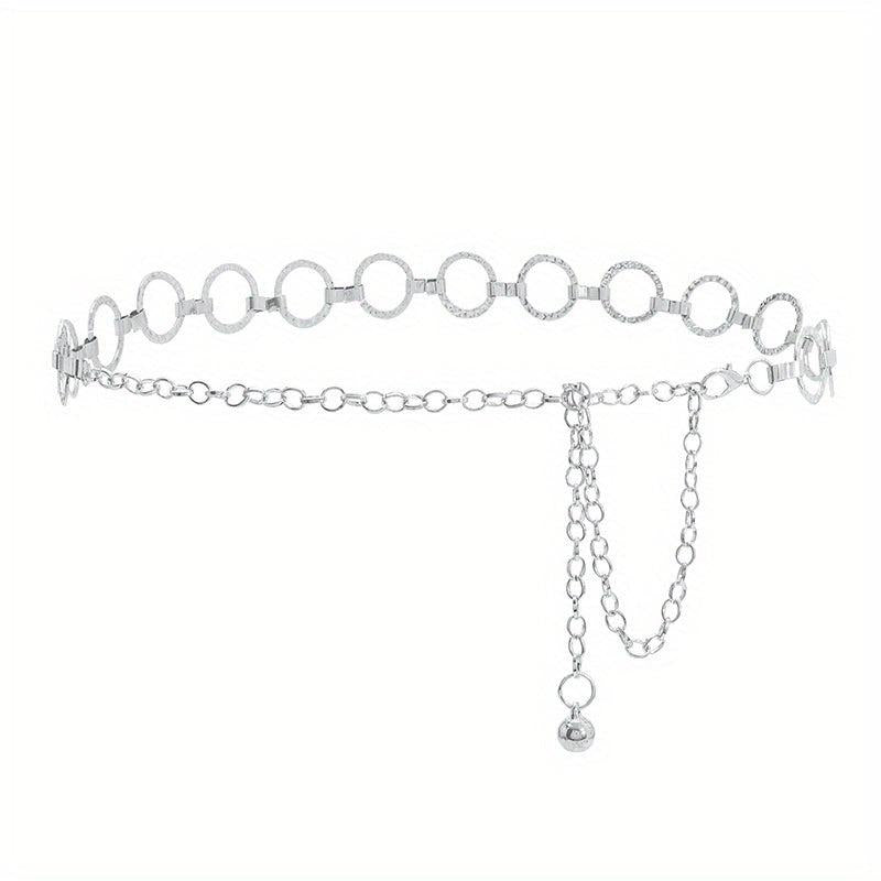 Golden Rhinestone Inlaid Pendant Waist Chain for Women