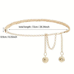 Golden Rhinestone Inlaid Pendant Waist Chain for Women