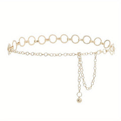 Golden Rhinestone Inlaid Pendant Waist Chain for Women
