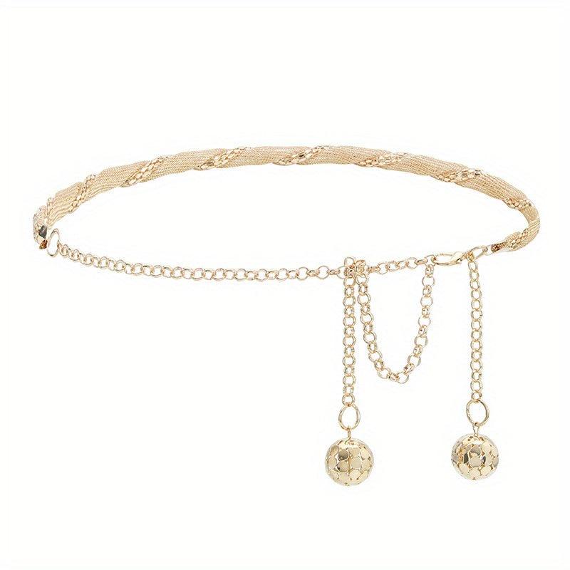 Golden Rhinestone Inlaid Pendant Waist Chain for Women
