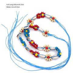 Bohemian Flower Sash Belt Colorful Beads Waist Belt