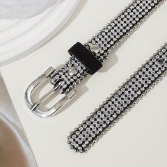 Rhinestone PU Belt Hip Hop Thin Belt Jeans Pants Belt Skirt Girdle