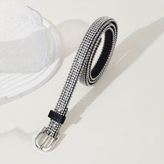 Rhinestone PU Belt Hip Hop Thin Belt Jeans Pants Belt Skirt Girdle