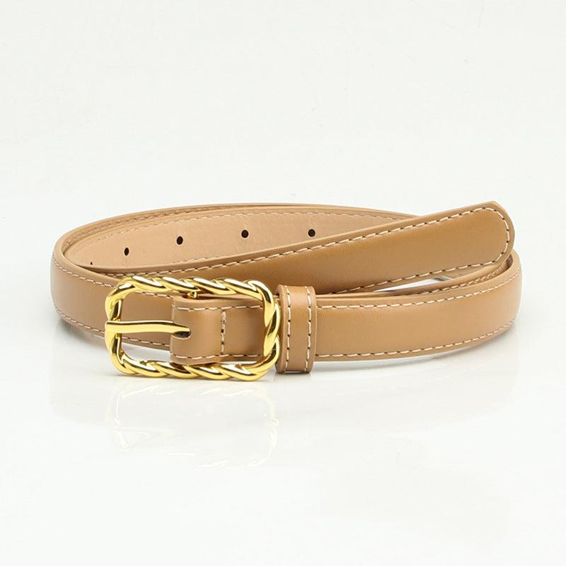 Vintage Thread Buckle Belt Solid Casual Jeans Pants Belt For Women