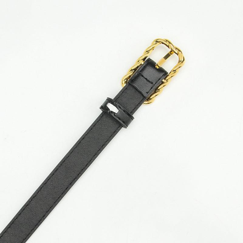 Vintage Thread Buckle Belt Solid Casual Jeans Pants Belt For Women