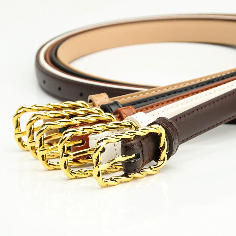 Vintage Thread Buckle Belt Solid Casual Jeans Pants Belt For Women