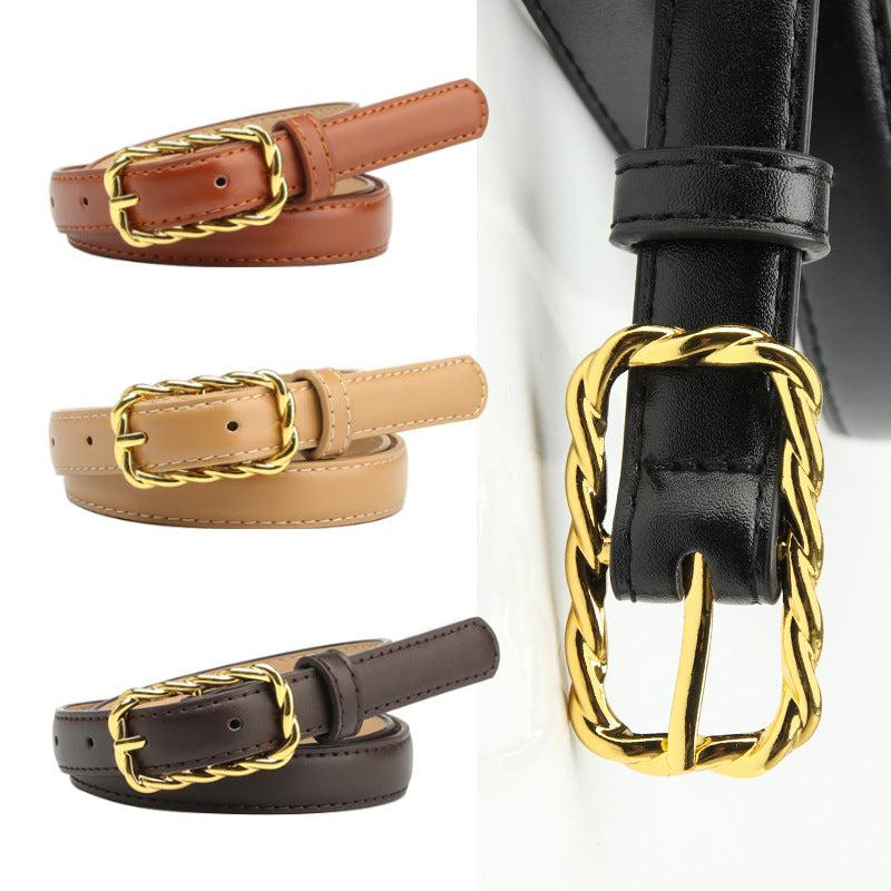 Vintage Thread Buckle Belt Solid Casual Jeans Pants Belt For Women