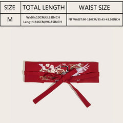 Red Embroidery Waist Seal Vintage Style Dress Belt