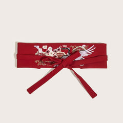 Red Embroidery Waist Seal Vintage Style Dress Belt