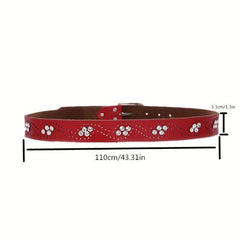 Rhinestone Leather Belt Hollow Design Casual Jeans Belt for Women