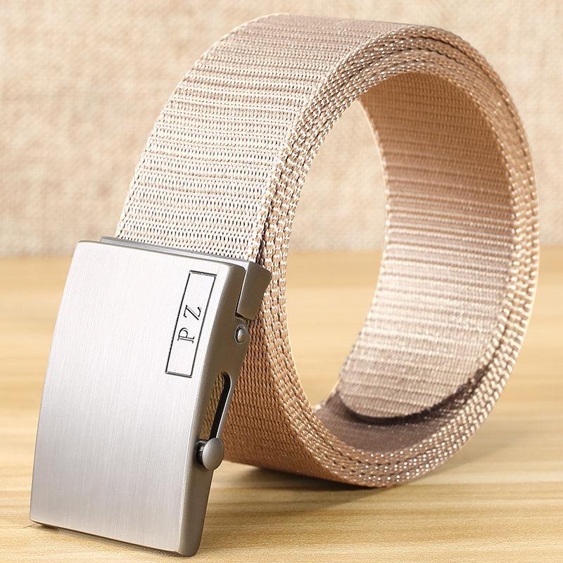 Men's Metal Buckle Nylon Canvas Webbing Belt Outdoor Work Belt