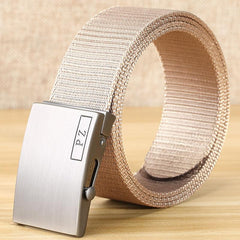 Men's Metal Buckle Nylon Canvas Webbing Belt Outdoor Work Belt