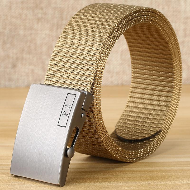Men's Metal Buckle Nylon Canvas Webbing Belt Outdoor Work Belt