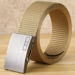 Men's Metal Buckle Nylon Canvas Webbing Belt Outdoor Work Belt