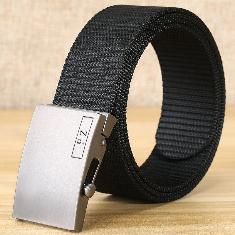 Men's Metal Buckle Nylon Canvas Webbing Belt Outdoor Work Belt