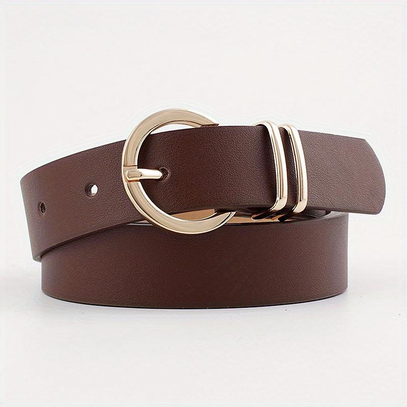 Pink Metal Buckle PU Leather Belt Women Casual Jeans Dress Accessories