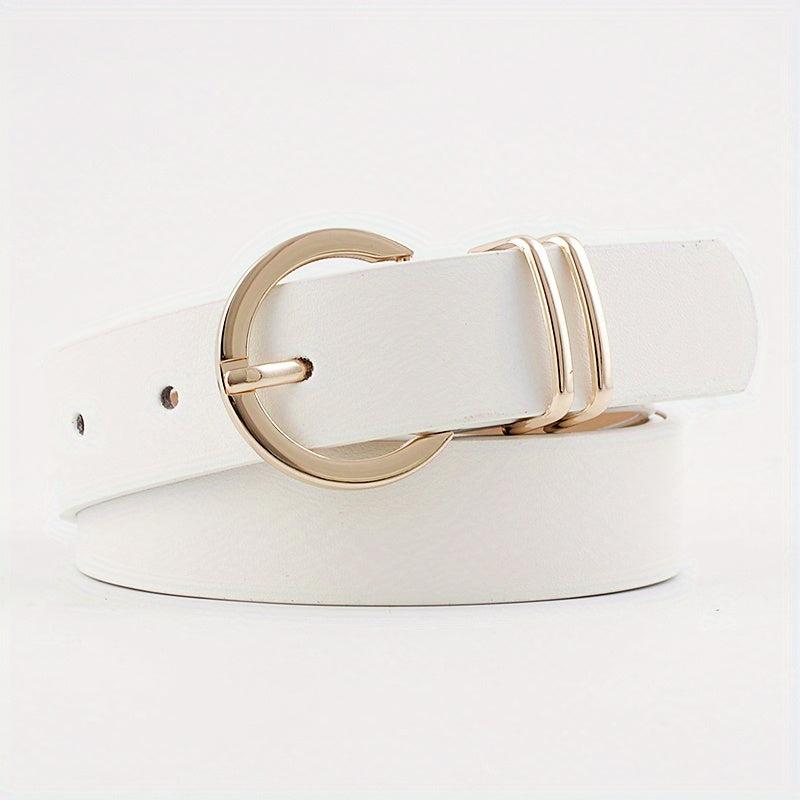 Pink Metal Buckle PU Leather Belt Women Casual Jeans Dress Accessories
