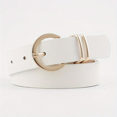 Pink Metal Buckle PU Leather Belt Women Casual Jeans Dress Accessories