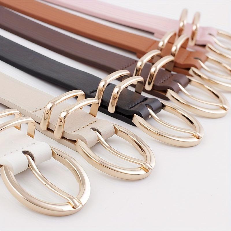 Pink Metal Buckle PU Leather Belt Women Casual Jeans Dress Accessories