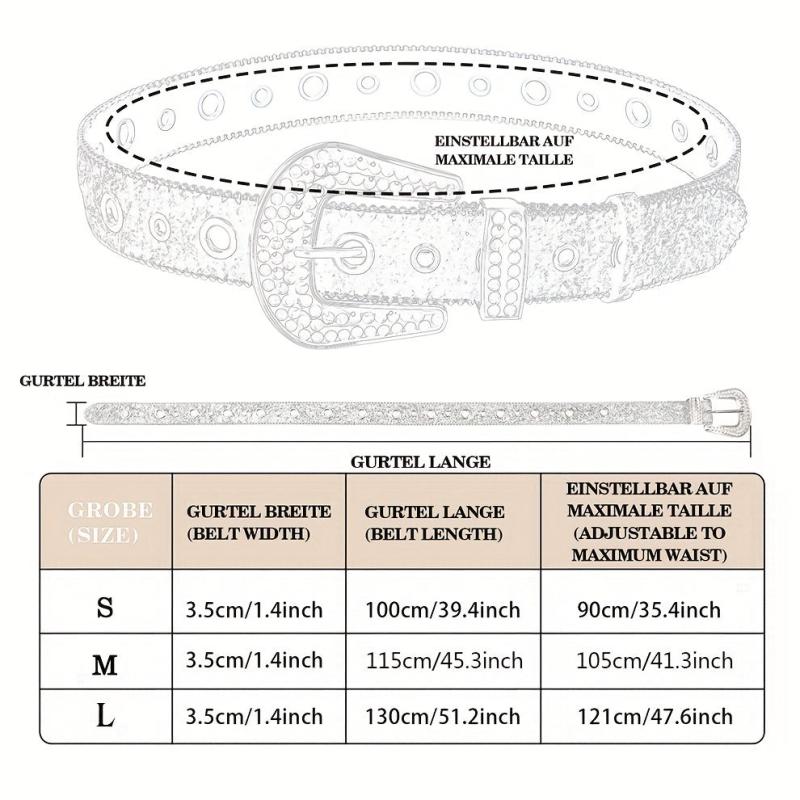 Glitter Y2K Hip Hop Belt Hollow Out Jeans Pants Belt
