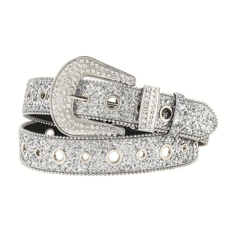 Glitter Y2K Hip Hop Belt Hollow Out Jeans Pants Belt