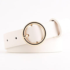 Faux Leather Round Belt Buckle Casual Strong Belt