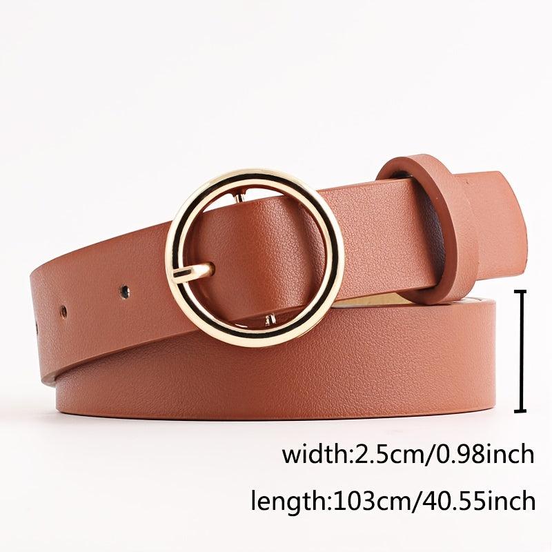 Faux Leather Round Belt Buckle Casual Strong Belt